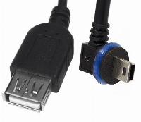5m USB device cable: MiniUSB angled > USB-A straight